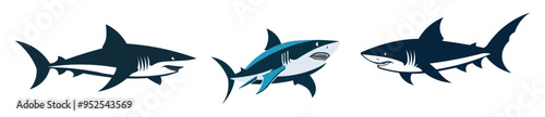 Set of shark vector illustration.