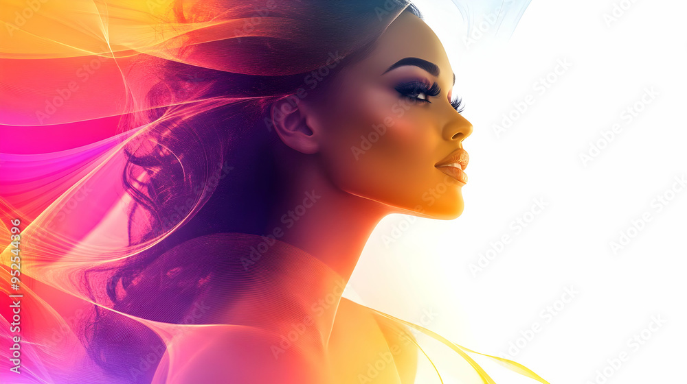 3D Glowing Abstract Plus Size Model in Swimwear concept as A vibrant glowing abstract digital art banner showcasing a plus size model in stylish swimwear. The design features bright glowing elements t 3D Glowing Abstract Plus Size Model in Swimwear concept as A vibrant glowing abstract digital art banner showcasing a plus size model in stylish swimwear. The design features bright glowing elements t