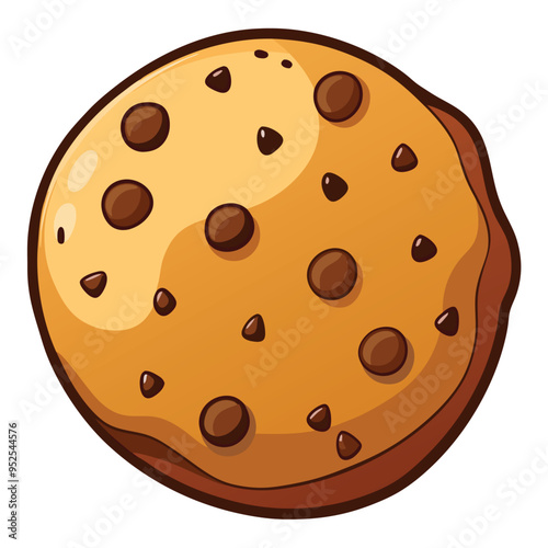 Delicious Cookie with chocolate chips Vector Illustration