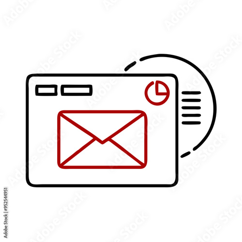 email notification concept with an envelope and performance chart 