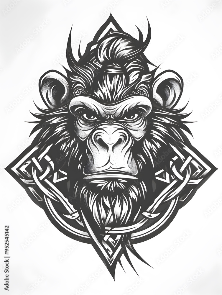 Monkey head very simple traditional tattoo flash styles illustration Monkey head very simple traditional tattoo flash styles illustration
