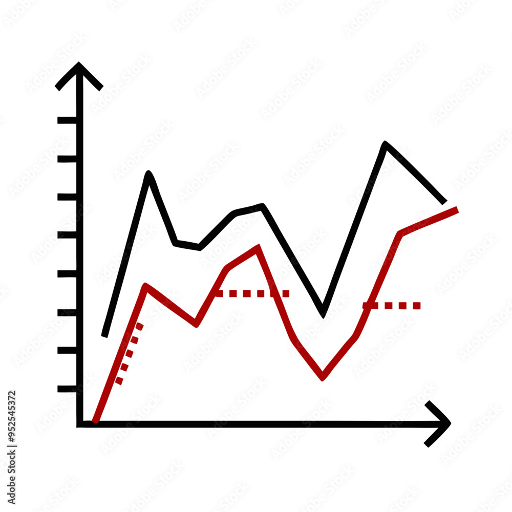 Dynamic growth chart with fluctuating lines in minimalist style Dynamic growth chart with fluctuating lines in minimalist style