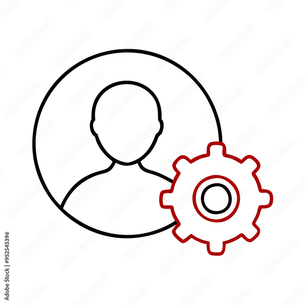 User profile with settings gear icon in minimalist style 