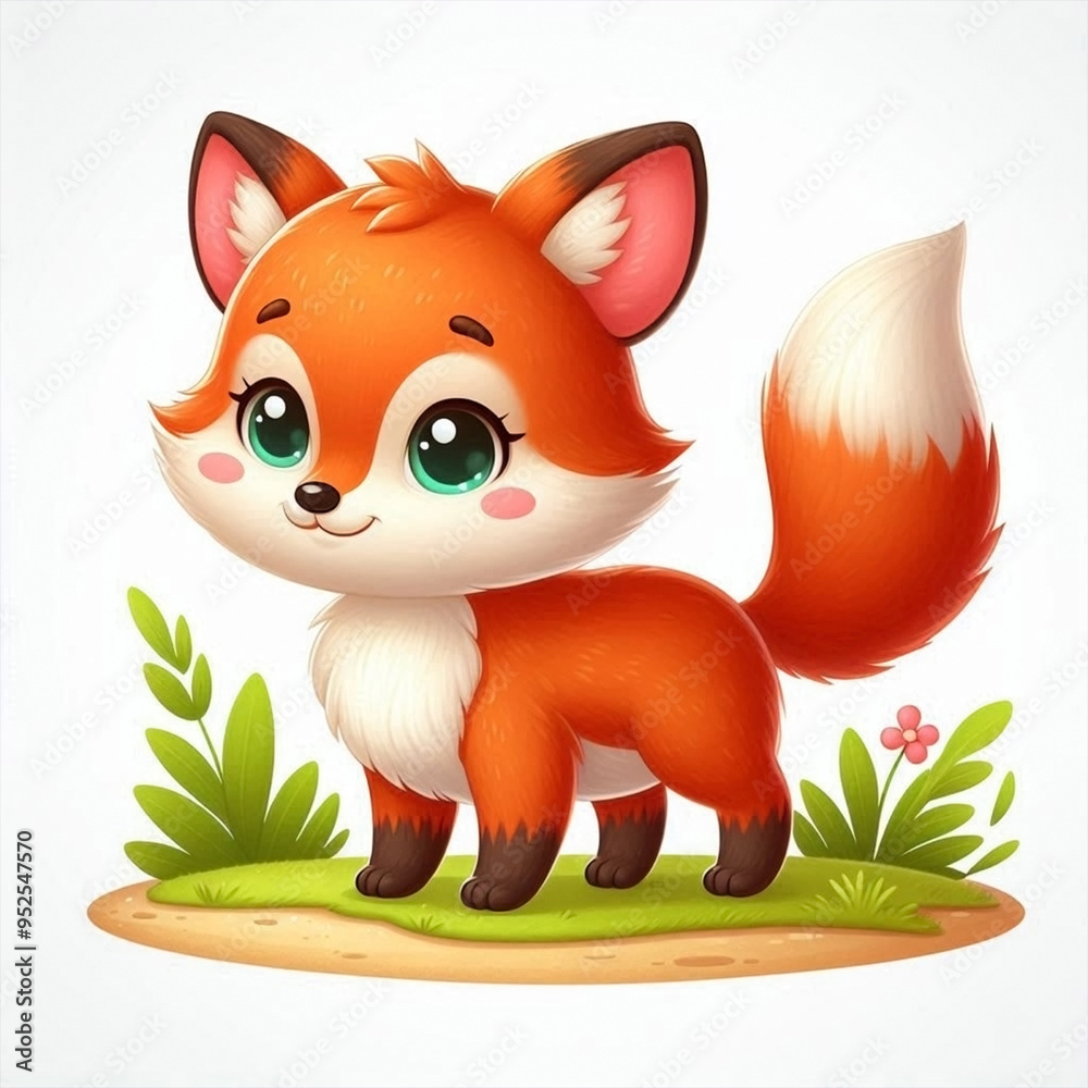 Fototapeta premium Beautiful and Cute Little Fox – Digital Art Created by AI for Sweet Projects