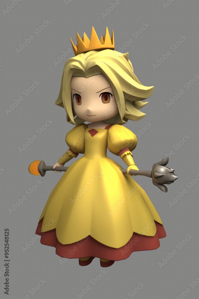 Cute Cartoon Princess with a Crown and Wand Cute Cartoon Princess with a Crown and Wand