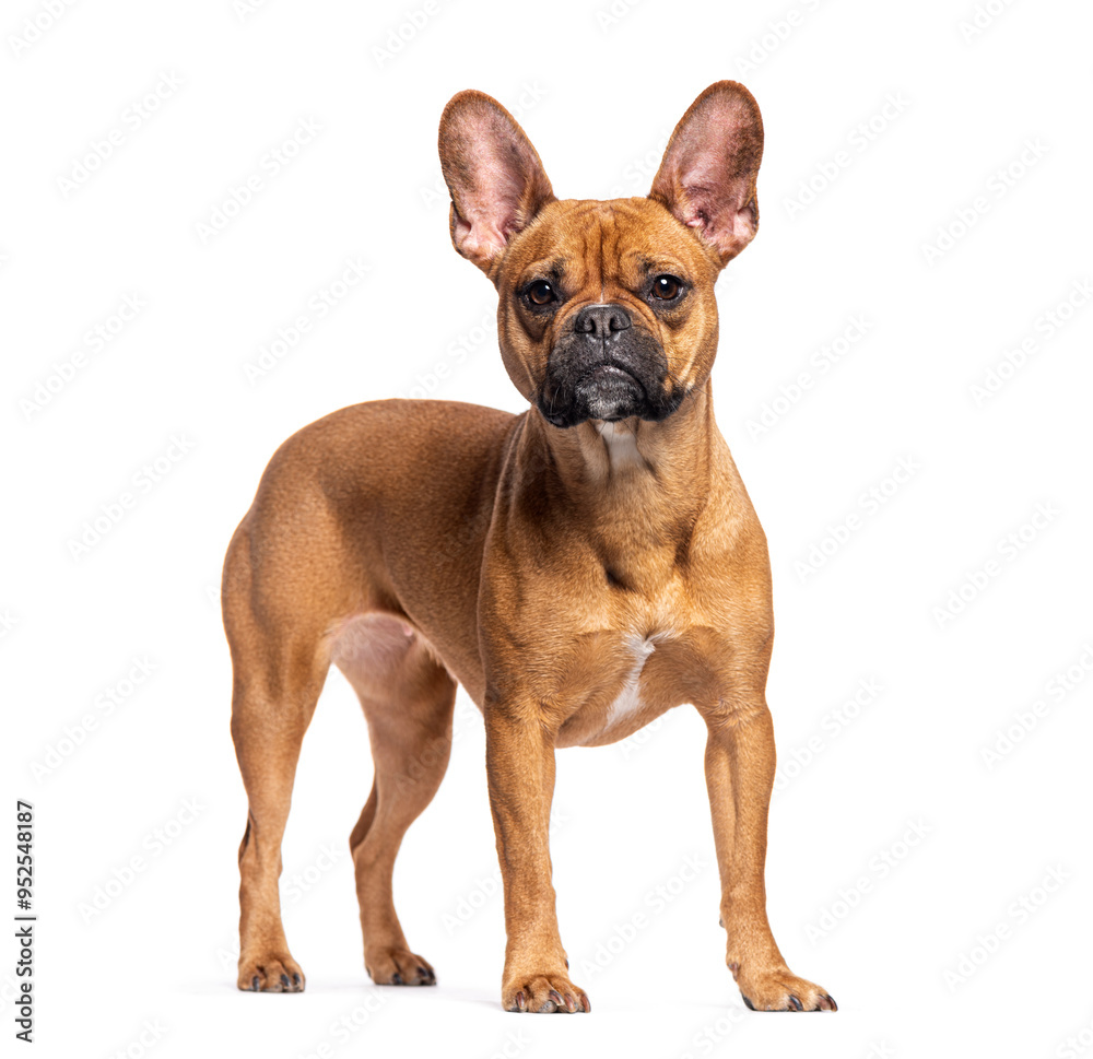 French bulldog standing and looking at camera, isolated on white French bulldog standing and looking at camera, isolated on white