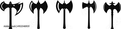 set of axe silhouette vector illustration