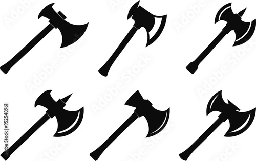 set of axe silhouette vector illustration