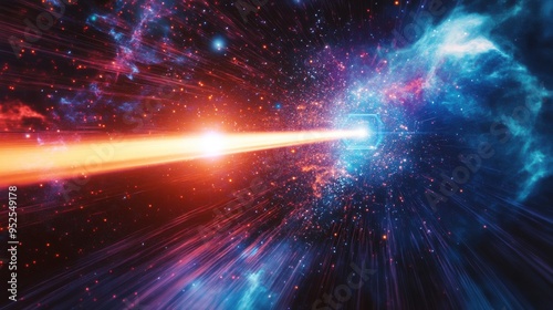 A spaceship is shooting with a laser gun