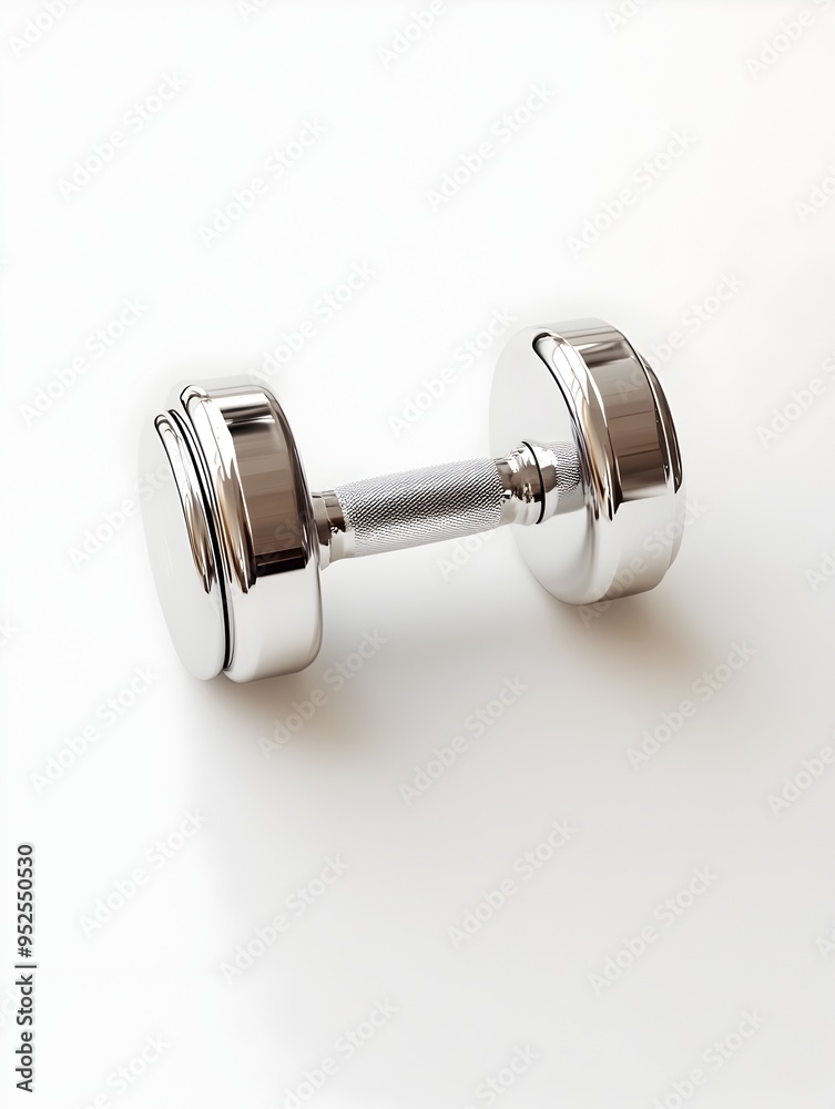 Premium Polished Chrome Dumbbell on Minimalist White Backdrop for Fitness and Strength Training Premium Polished Chrome Dumbbell on Minimalist White Backdrop for Fitness and Strength Training