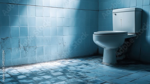 A dirty toilet is in a bathroom 
