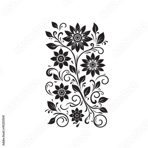 Plants and Flower Silhouette Vector Illustration