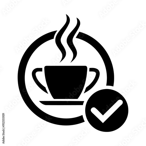 Hot tea cut with checkmark icon and vector illustration