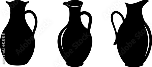 set of jug silhouette vector illustration