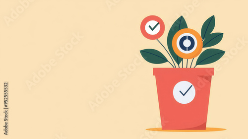 Business objectives tracking, key performance indicators, flat design illustration photo