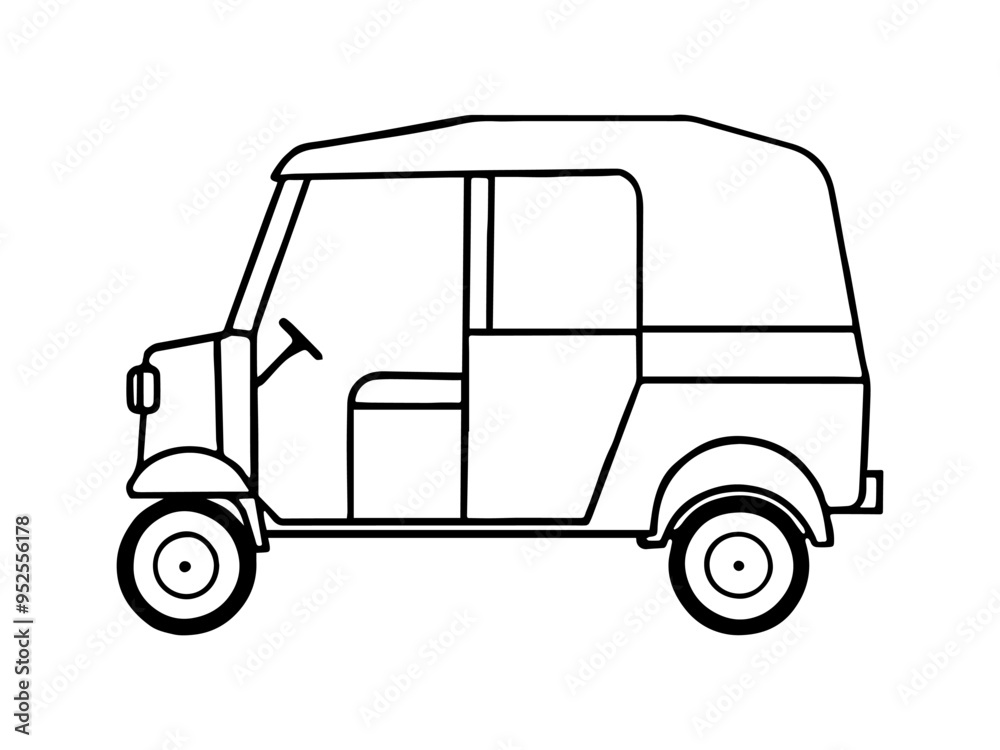 Auto Rickshaw outline vector illustration Auto Rickshaw outline vector illustration