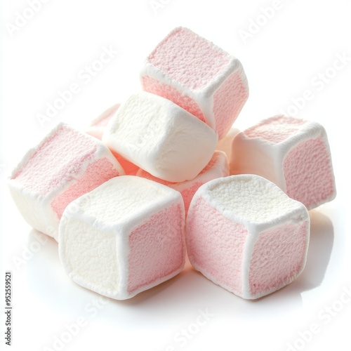 close up of marshmallow, isolated on white background 
