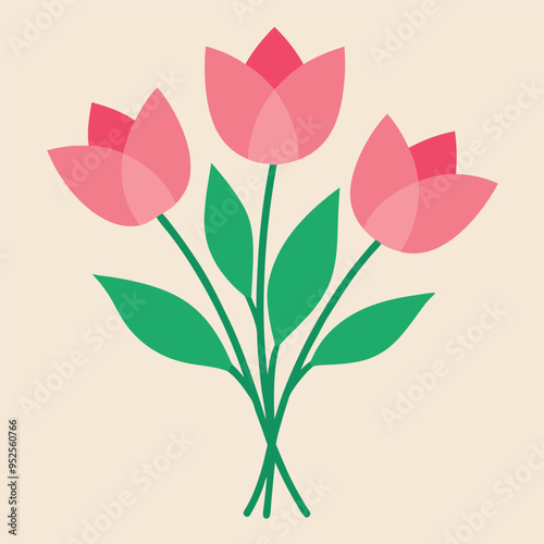 Spring flowers vector pink tulips