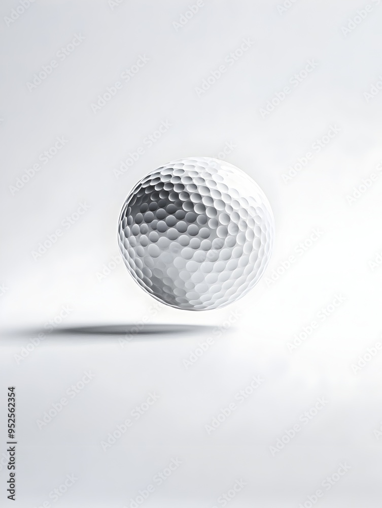 Solitary White Golf Ball Suspended Against Pure Background with Intricate Dimple Pattern Solitary White Golf Ball Suspended Against Pure Background with Intricate Dimple Pattern