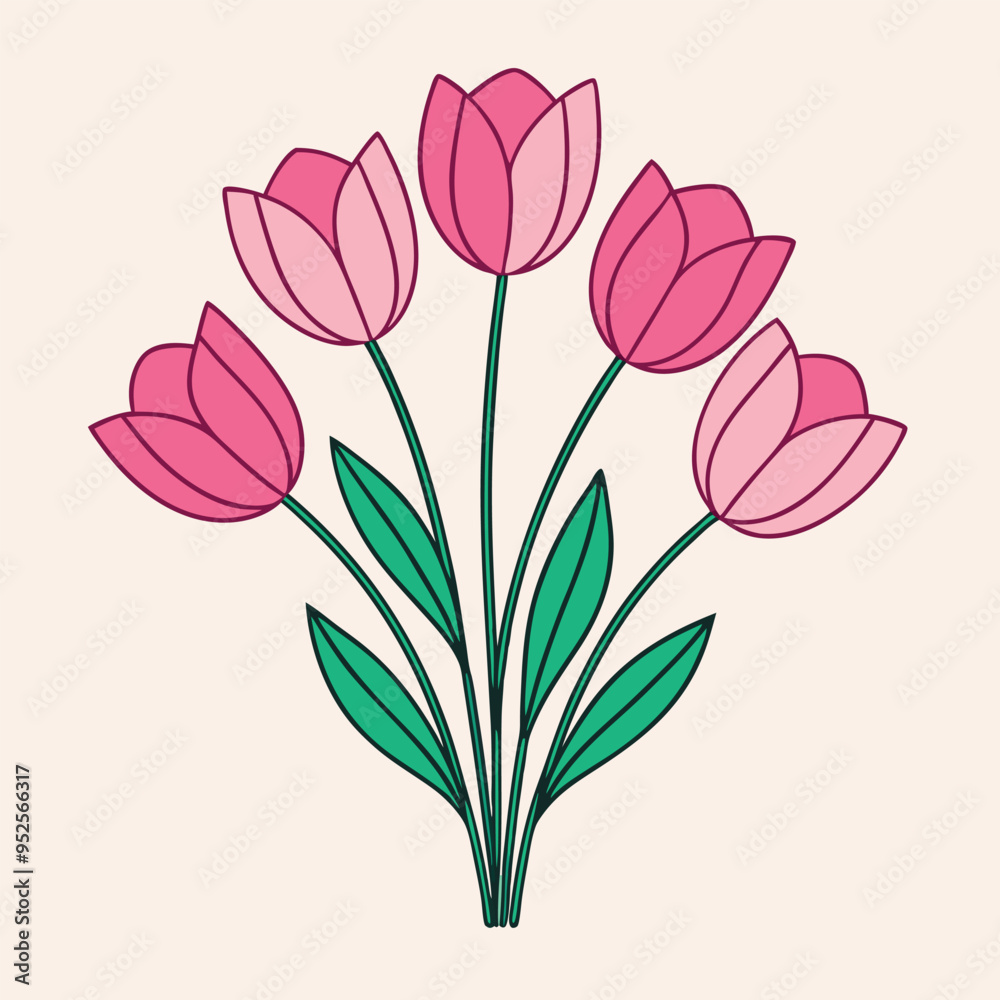 Spring flowers vector pink tulips Spring flowers vector pink tulips