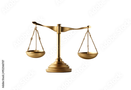 Gold scales of justice isolated on transparent background