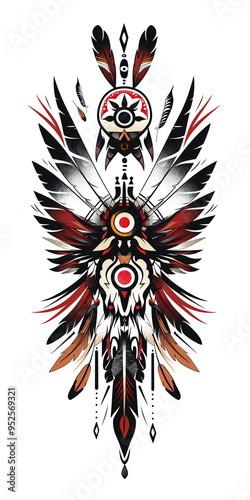 Native American Tribal Tattoo very simple traditional tattoo flash styles illustration photo