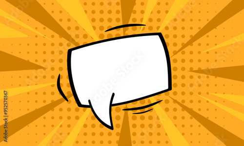 Comic empty text speech bubble in pop art style vector illustration. Comic background for art