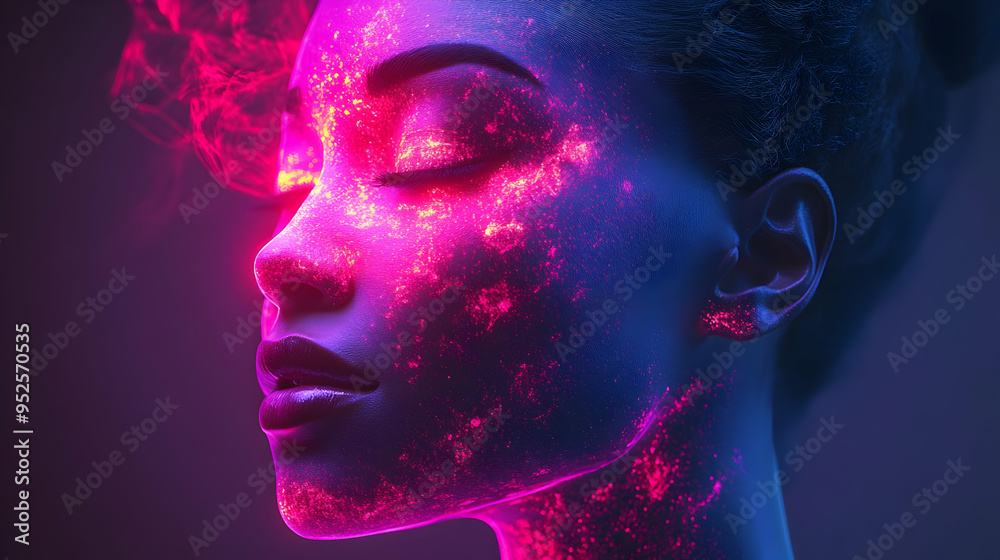 3D Glowing Abstract Plus Size Model with Beauty Text concept as A sleek glowing abstract digital art banner featuring a plus size model with the word Beauty elegantly integrated into the design. The s 3D Glowing Abstract Plus Size Model with Beauty Text concept as A sleek glowing abstract digital art banner featuring a plus size model with the word Beauty elegantly integrated into the design. The s
