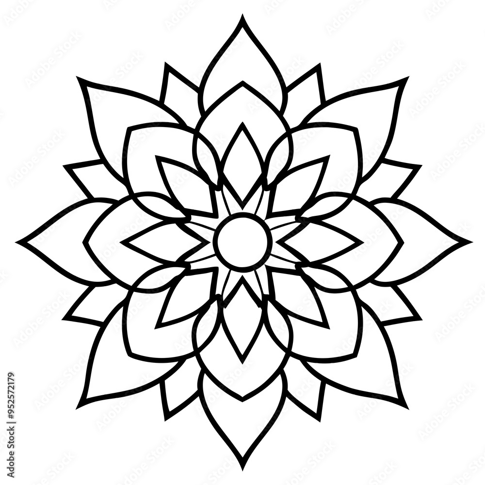 Fototapeta premium Mandala line art silhouette with white background