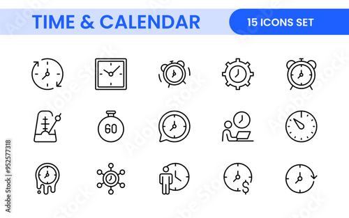 Time, clock and Calendar related line icon set. modern line icon illustration collection