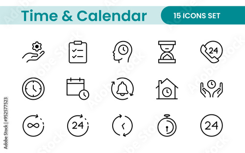 Time, clock and Calendar related line icon set. modern line icon illustration collection
