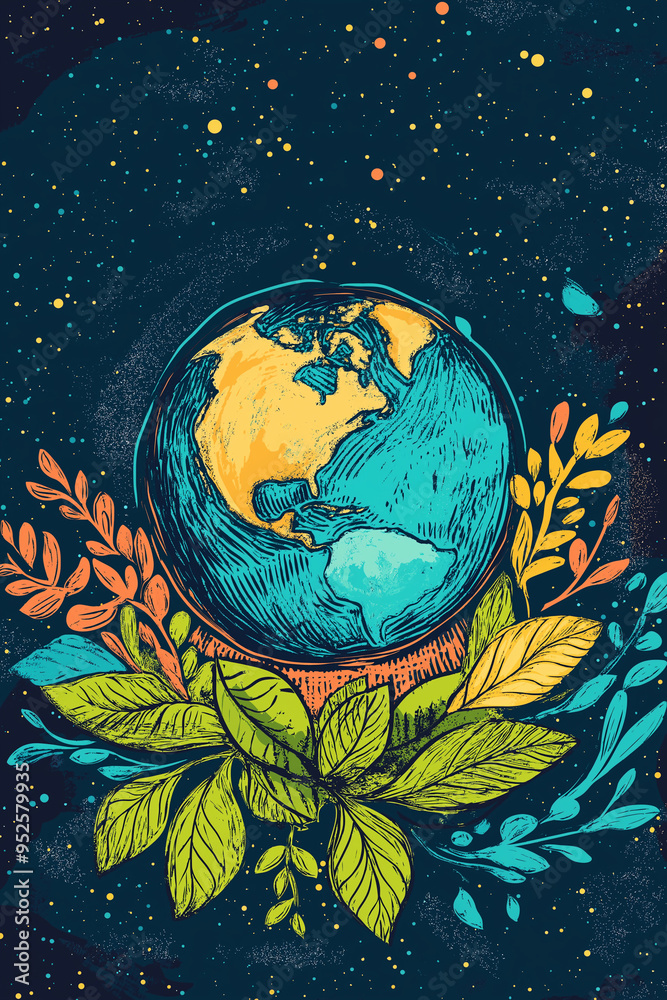 Naklejka premium Mother Earth Day. Protection of planet