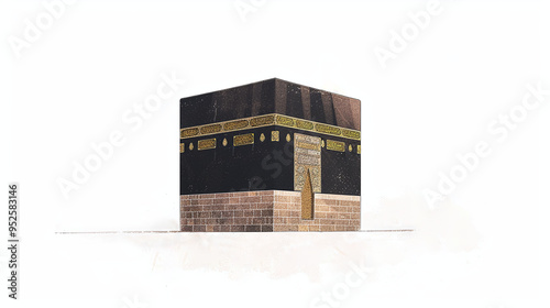 illustration of Kaaba Mecca png footage Saudi Arabia, holy mosque, hajj, Eid Adha 3d rendered Sketch, Islamic Eid, Eid Adha poster, ui graphic design colored panorama