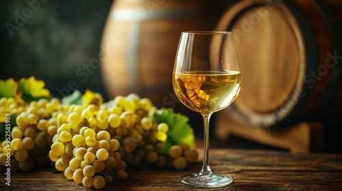 White Wine Glass in Vineyard