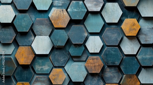 Abstract Hexagon Pattern with Rustic Tones