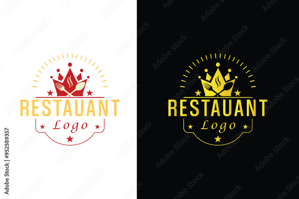 Restaurant logo with spoon and fork icon, modern concept, Restaurant logo, vintage logos. food logo, royal luxury restaurant logo. Arabian style badge. Halal food, cooking logos, knife and plate Restaurant logo with spoon and fork icon, modern concept, Restaurant logo, vintage logos. food logo, royal luxury restaurant logo. Arabian style badge. Halal food, cooking logos, knife and plate