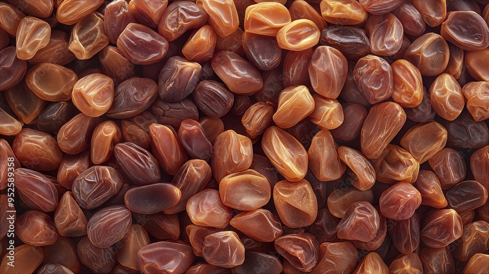 Close-up of glossy, rich brown dried dates ideal for healthy snacking and gourmet culinary use Close-up of glossy, rich brown dried dates ideal for healthy snacking and gourmet culinary use