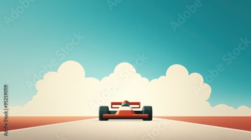 Retro Pixelated Race Car on 16-Bit Track - Classic Racing Game Theme with Copy Space, Contemporary Design