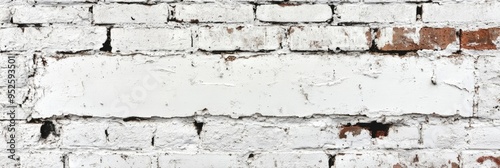 old brick wall in white colour painted background