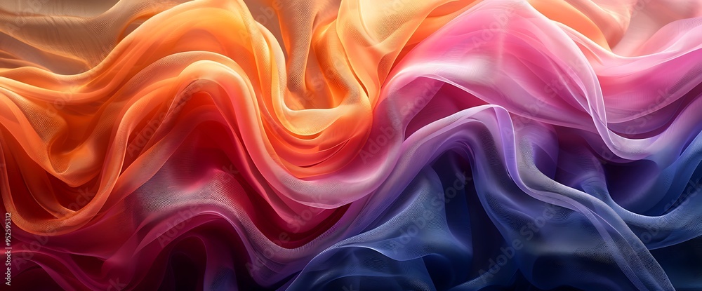 Abstract colorful fabric background with flowing waves and a gradient of vibrant hues. Abstract colorful fabric background with flowing waves and a gradient of vibrant hues.