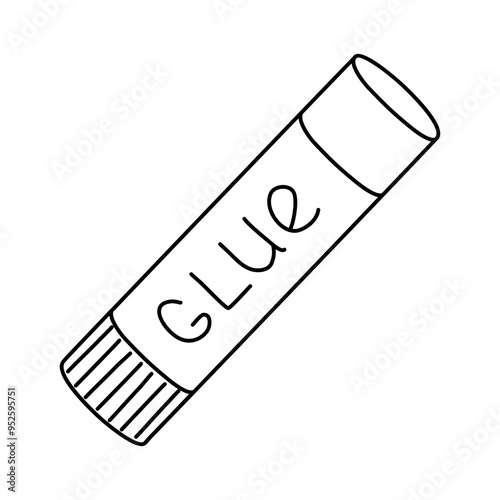 Glue stick tube, doodle style flat vector outline for coloring book