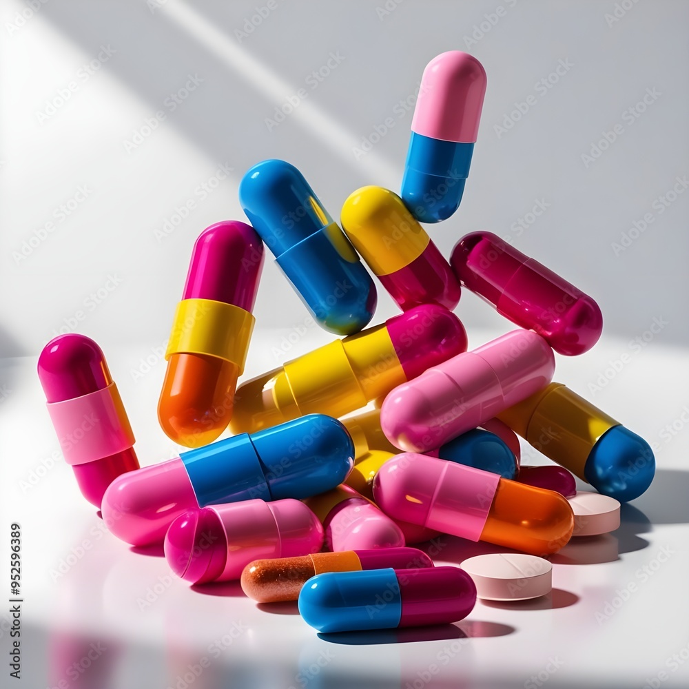 pills on white background