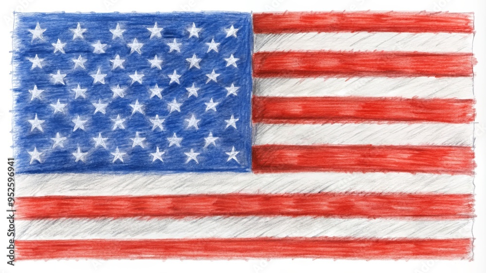 Obraz premium us+flag+drawing
