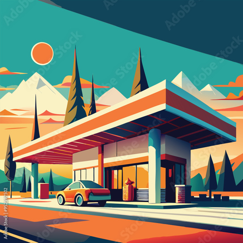 Petrol pump illustration design