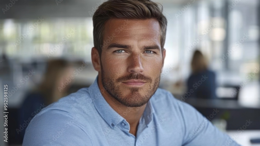 A confident man smiles charmingly in a lively indoor scene, radiating warmth and charisma A confident man smiles charmingly in a lively indoor scene, radiating warmth and charisma