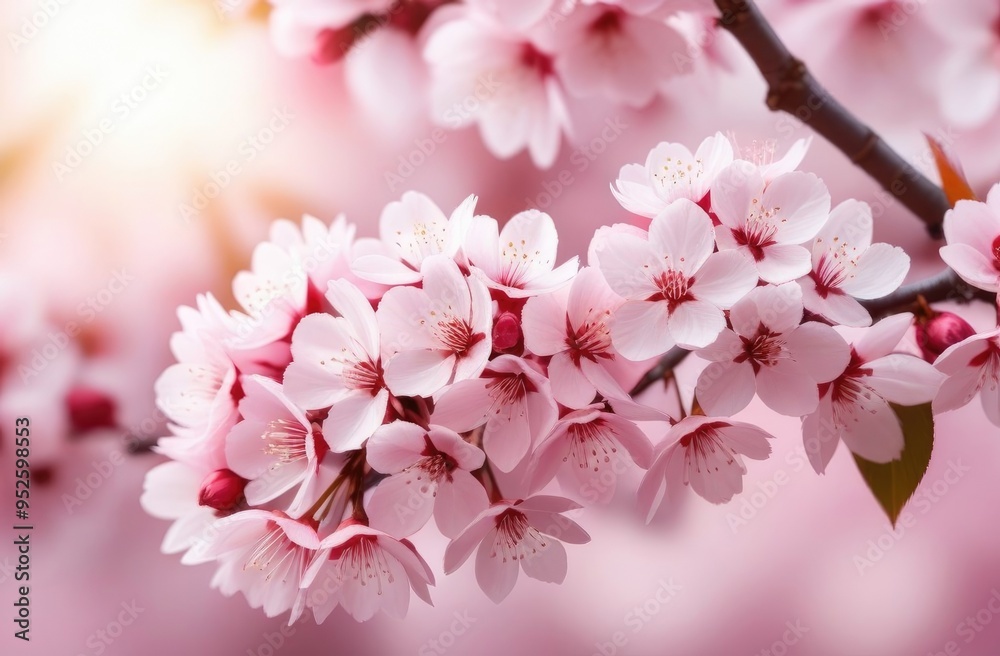pink cherry blossoms on a pink blurred background. pink cherry blossoms on a pink blurred background.
