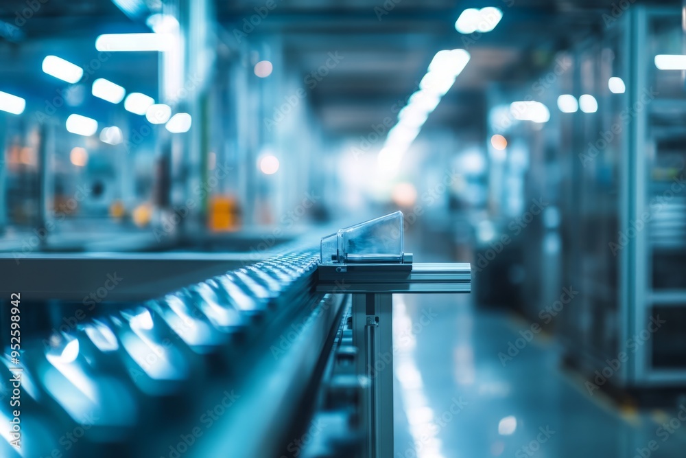 Realistic Image of a Manufacturing Production Line Background, Featuring Modern and Minimalistic Design Elements with an Innovation Theme. Showcasing Advanced Technology and Streamlined Processes in a Realistic Image of a Manufacturing Production Line Background, Featuring Modern and Minimalistic Design Elements with an Innovation Theme. Showcasing Advanced Technology and Streamlined Processes in a