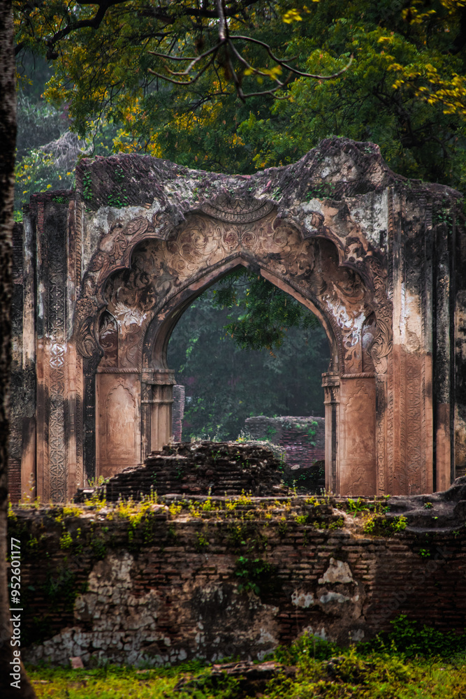 The ancient archway gateway structure in rained building of British Residency in Lucknow india. The ancient archway gateway structure in rained building of British Residency in Lucknow india.