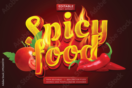 editable spicy food text effect with fire decoration