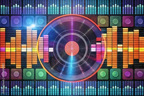 A digital representation of a podcast episode layout, featuring a vibrant grid of sound bites, a customizable player bar, and a detailed waveform outline for precise control. photo